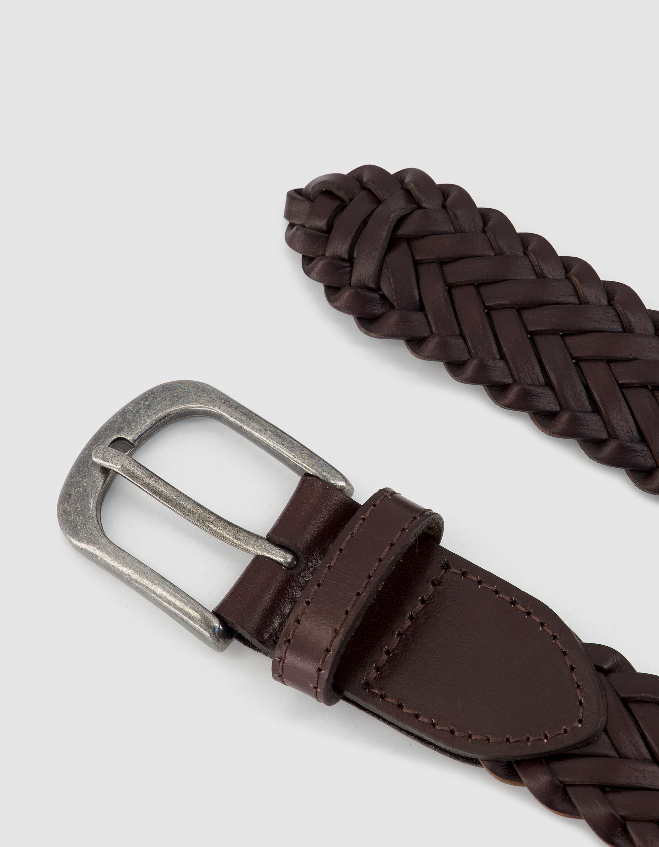 Ceinture marron cuir tressé Homme