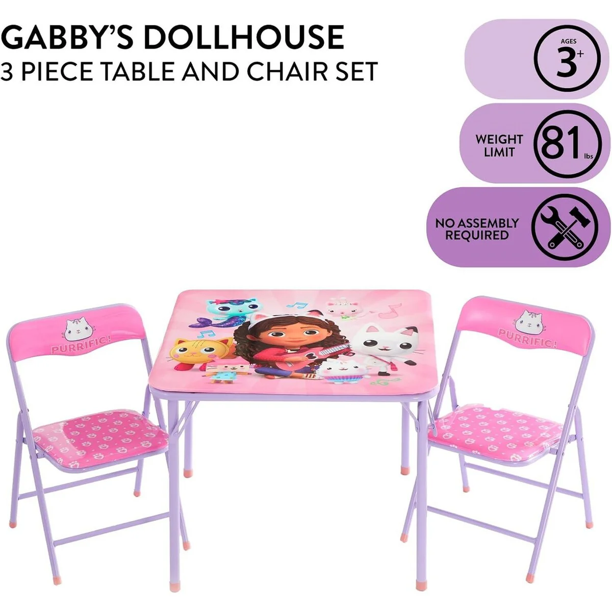 Gabby's Dollhouse 3 Piece Table and Chair Set