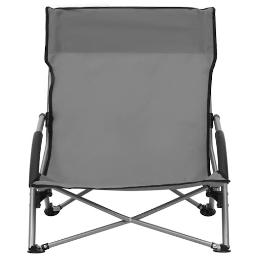 NNEVL Folding Beach Chairs 2 pcs Grey Fabric