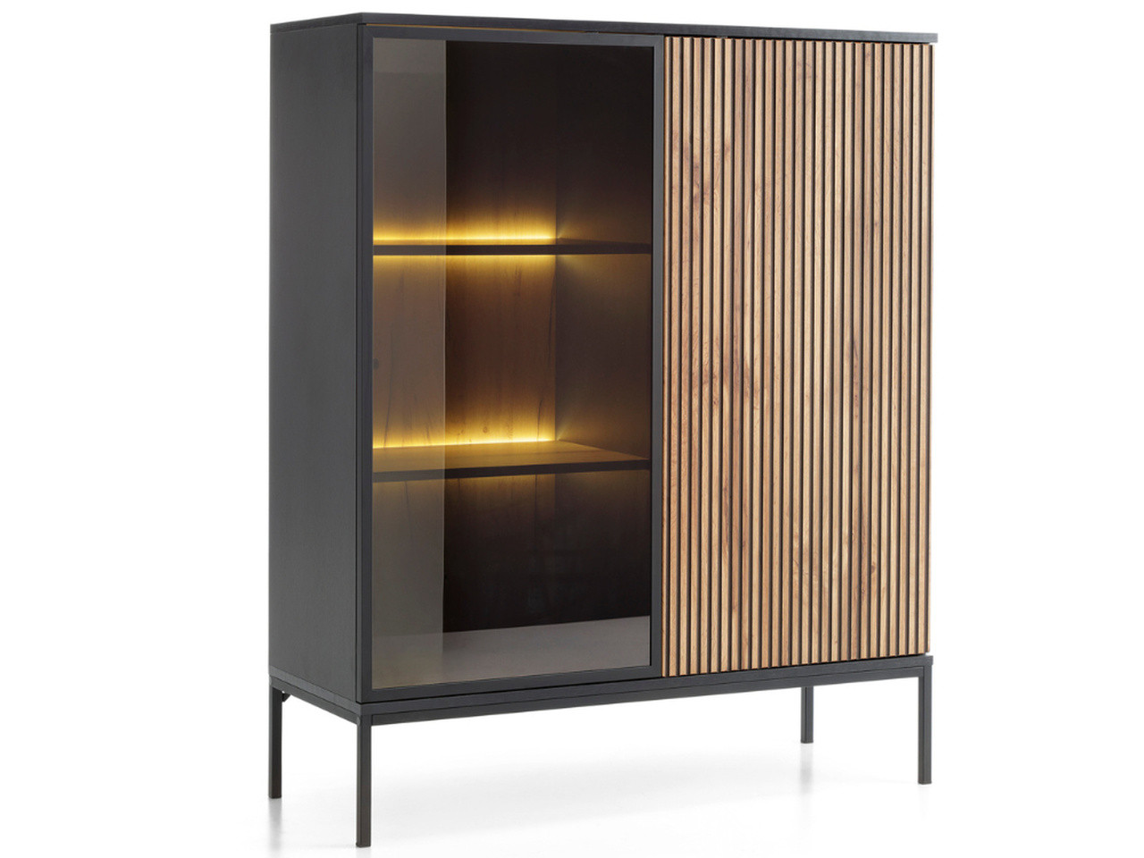 Witryna DEO 104 cm Dąb Wotan/Grafit