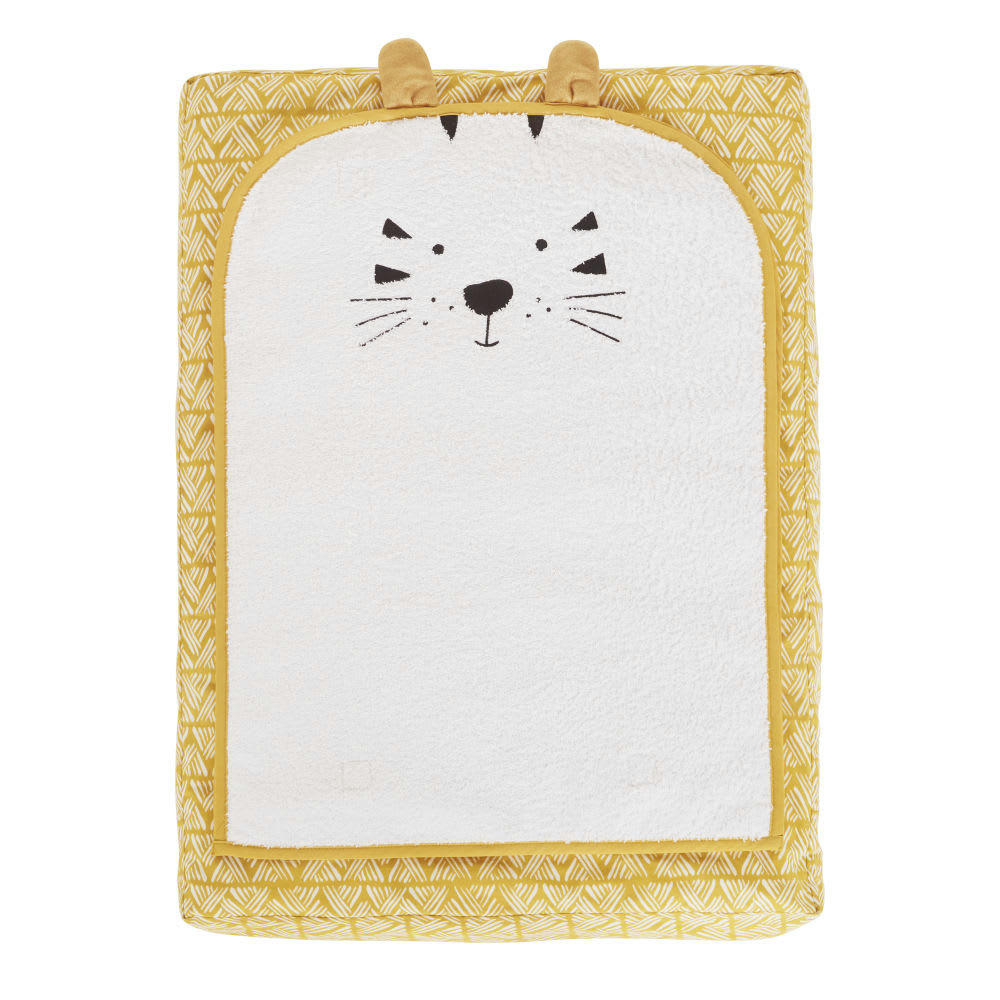 MINI JUNGLE - Matelas à langer bébé en coton blanc, jaune moutarde et noir