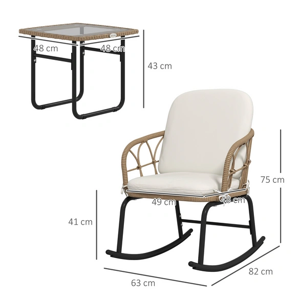 Balkonmöbelset, LxBxH: 63 x 82 x 75 cm