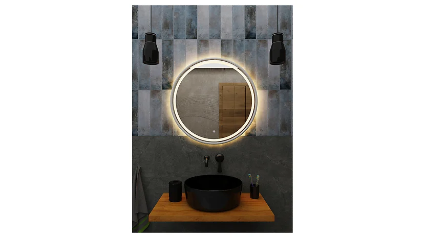 Lustro łazienkowe ścienne LED 60 cm piaskowane z włącznikiem białe