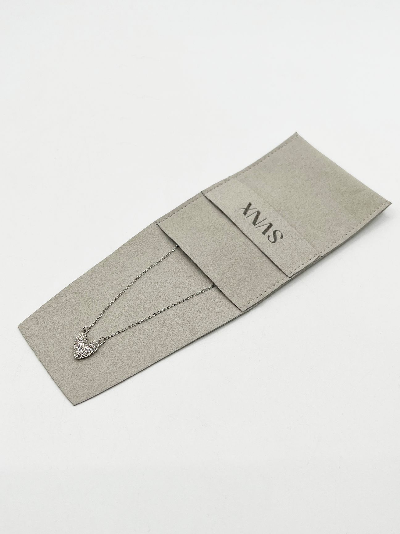 SVNX Diamante Heart Pendant Necklace in silver