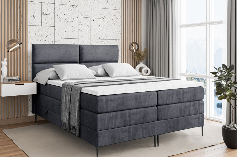 Łóżko kontynentalne - pojemnik, materac, nóżki BOXI3-FC KING 120x200cm