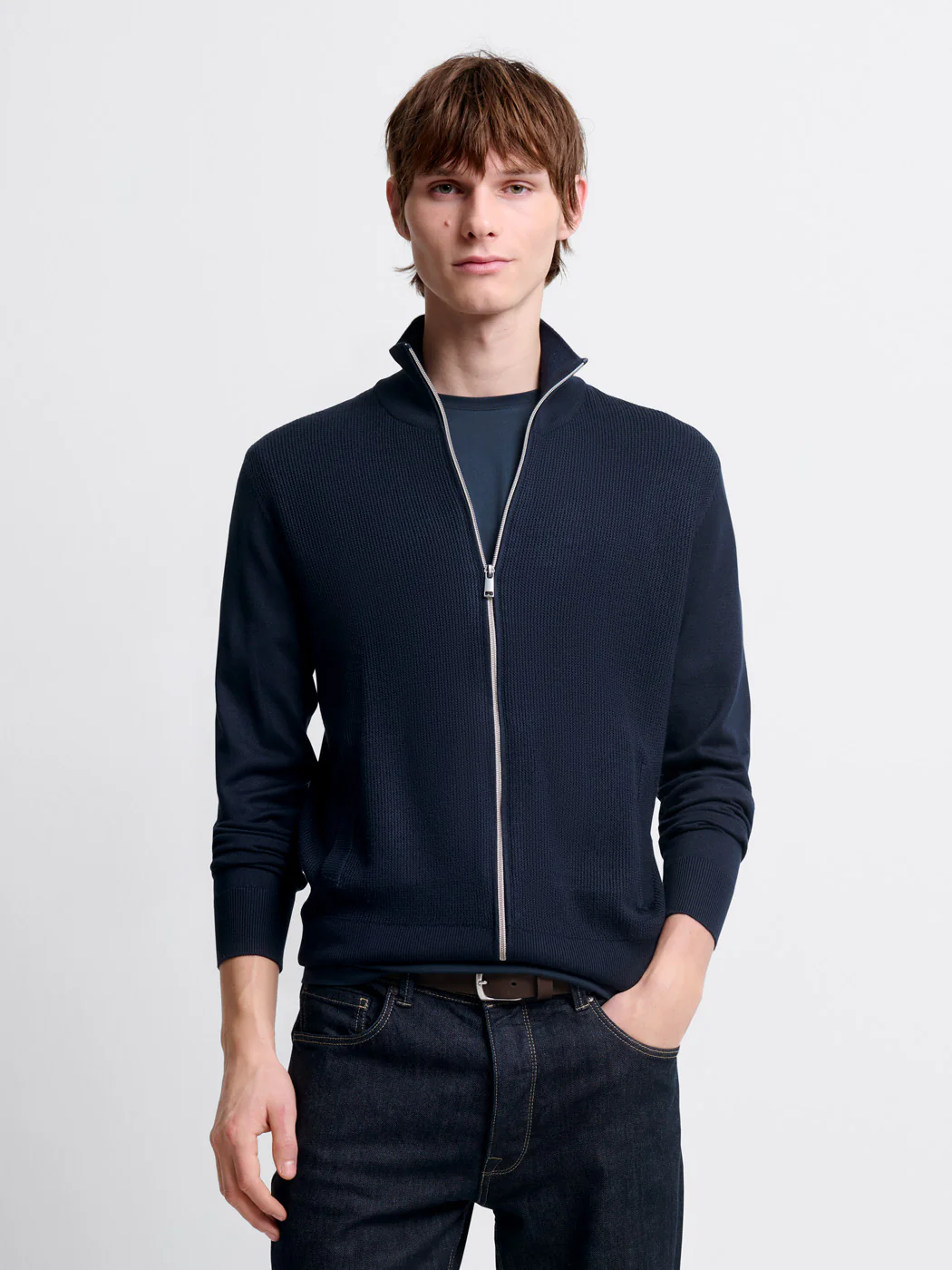 Cardigan zippé tricotage fantaisie