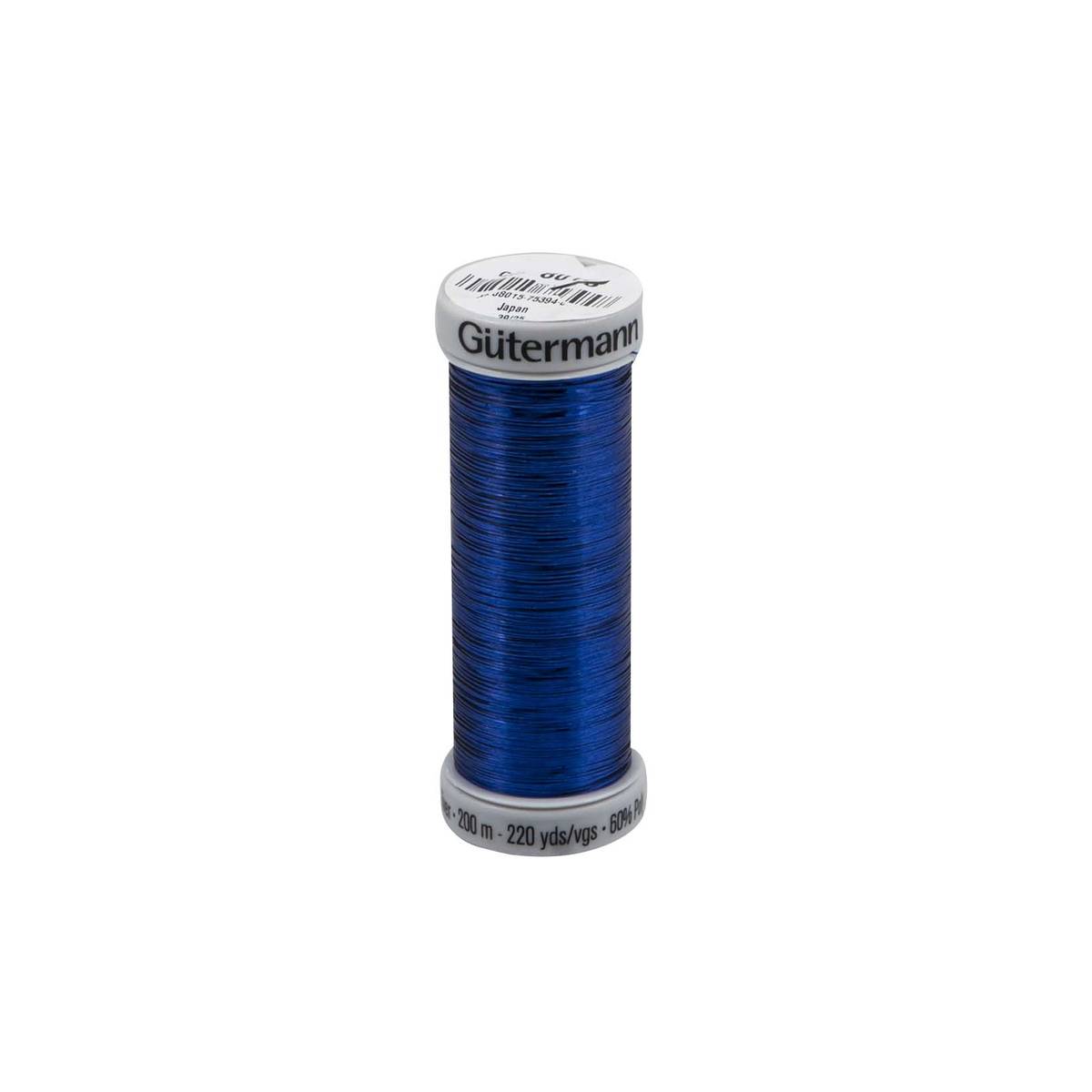 Gutermann Blue Metallic Silver Embroidery Thread 200m (8016)