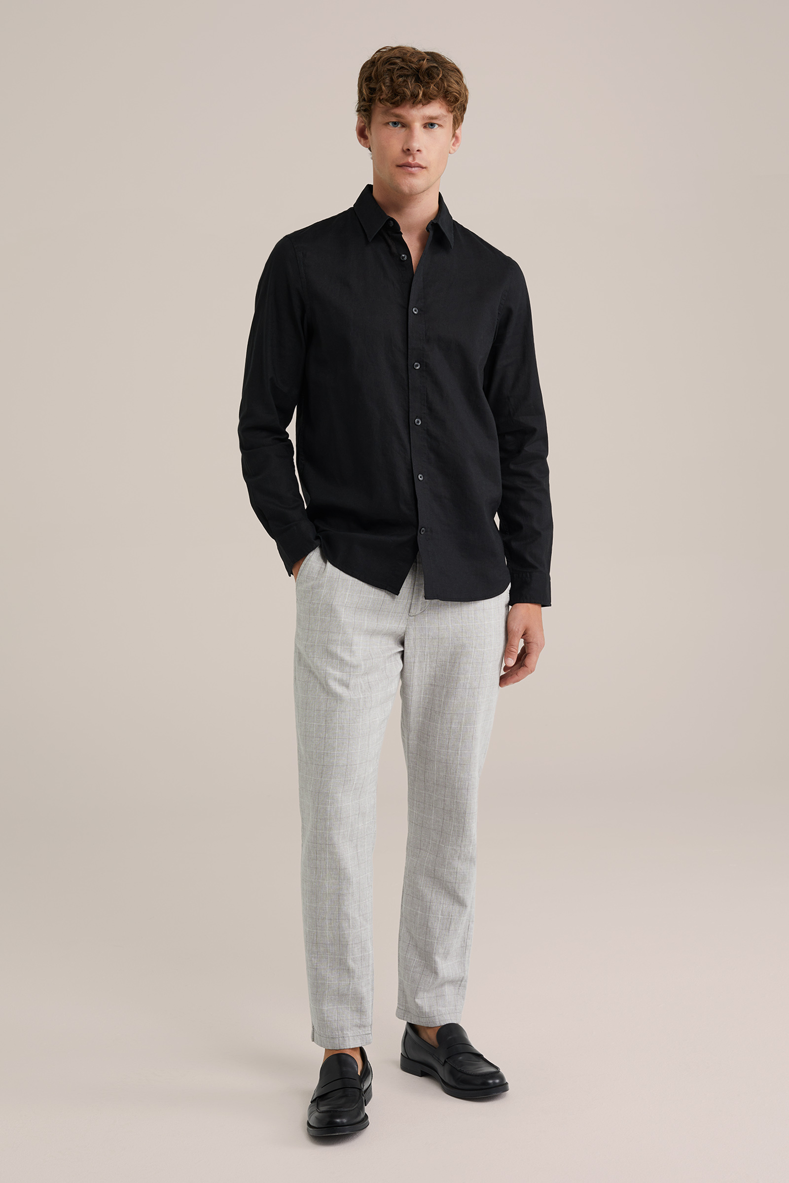 Heren Tapered fit chino van linnenmix