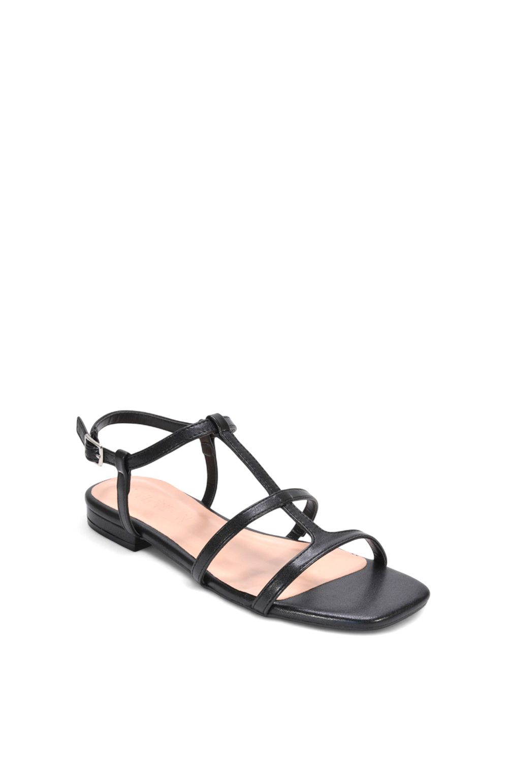 XY London Danielle' Flat Strappy Caged Sandals With Square Toe