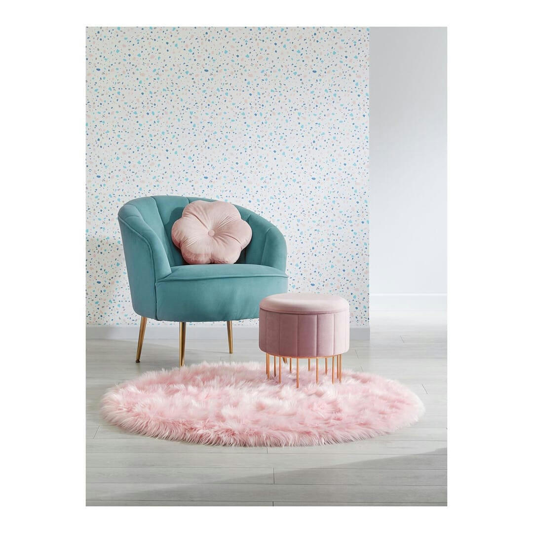SHEEPSKIN - Tapis   en polyester rose Ø 120