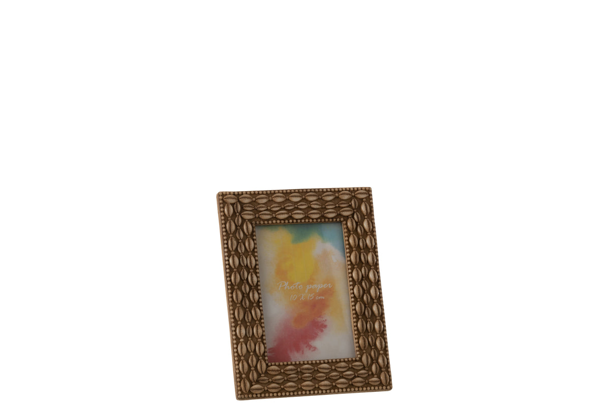 J-Line fotolijst Schelp - kunststof - beige - small - 2 stuks