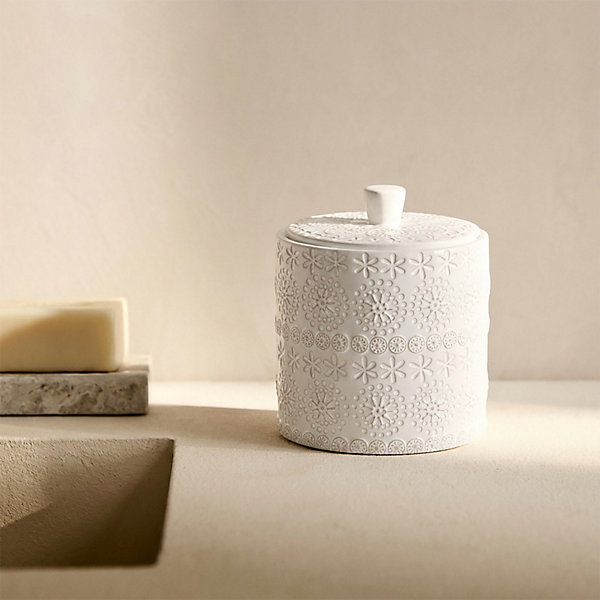 Boite àcotons Porcelaine RELIEF Blanc Spirella