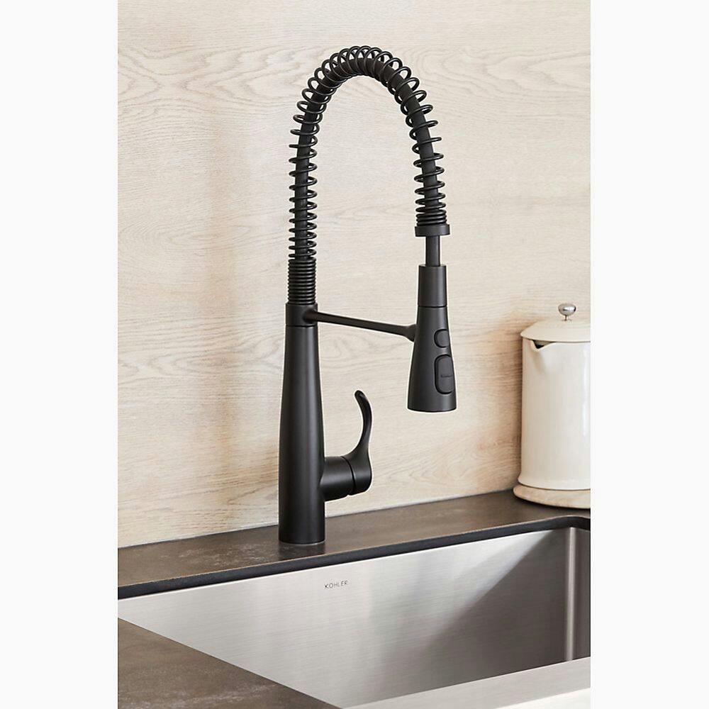 Kohler Simplice® Single Handle Semi Professional Kitchen Sink Faucet, Matte Black