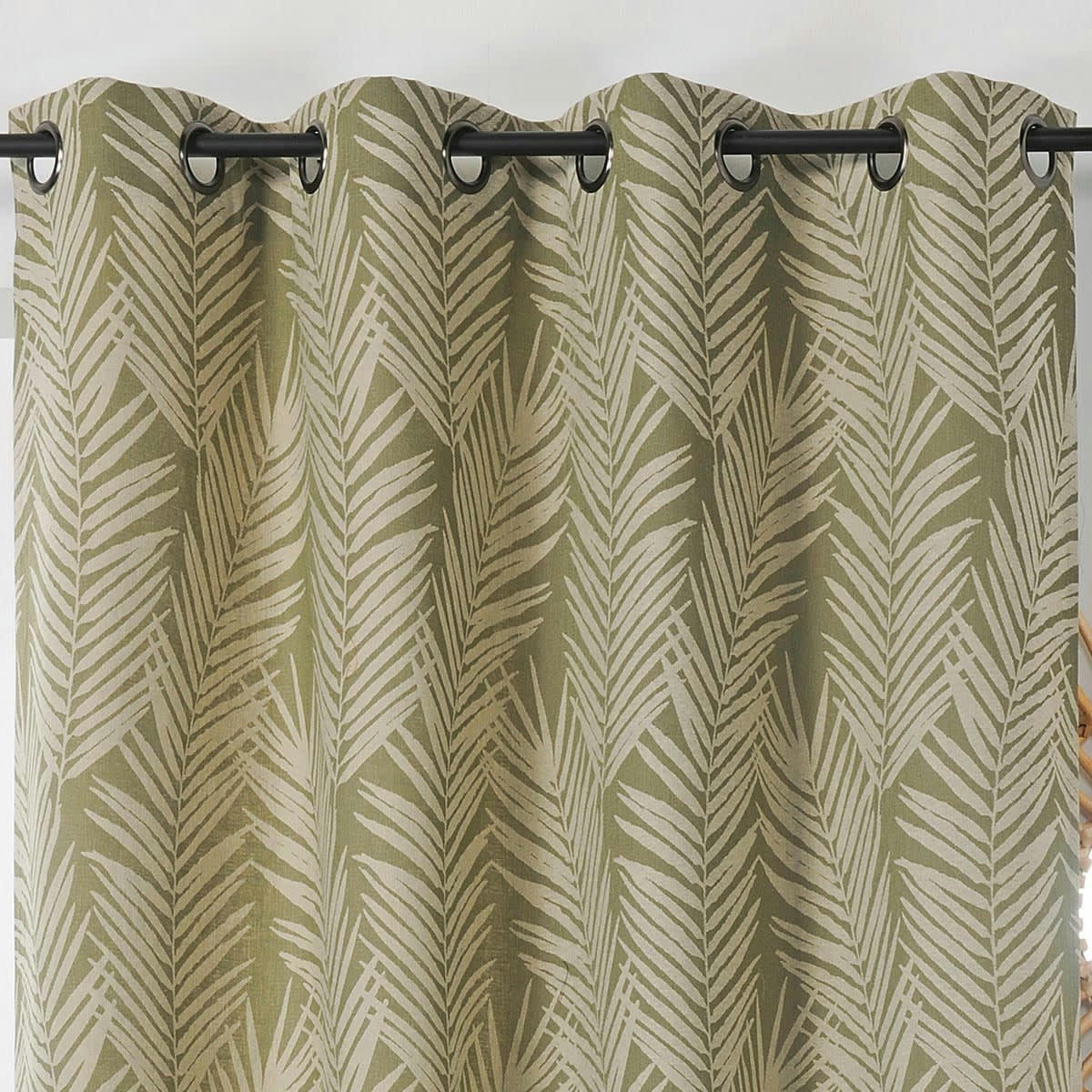 - Rideau imprimé feuille de palmier coton vert 140x240 cm