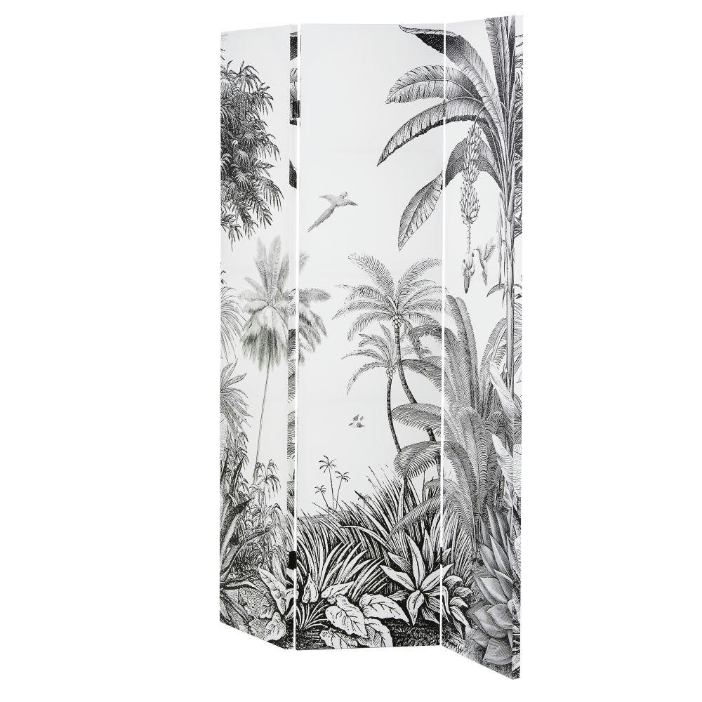 PARADISE - Paravent imprimé forêt tropicale noir et blanc