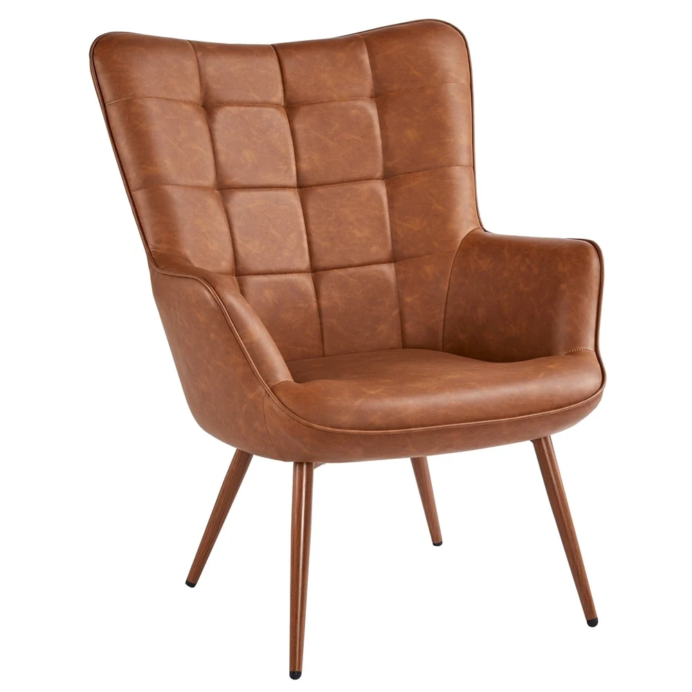 Yaheetech Faux Leather Chair Tufted Accent Chair for Living Room