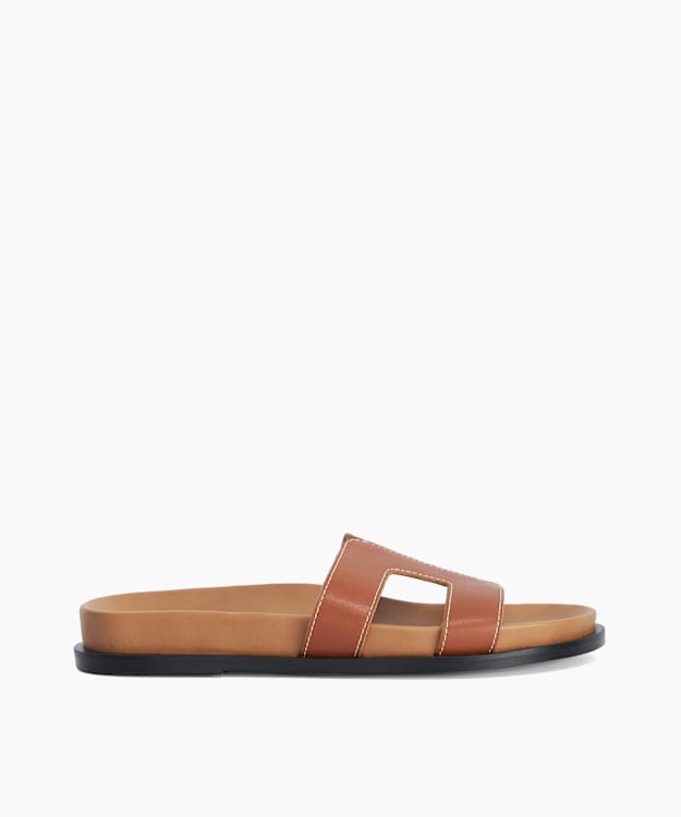 Loupas Tan - Flat Cushioned Sole Sandals