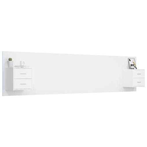 NNEVL Bed Headboard with Cabinets White Engineered Wood