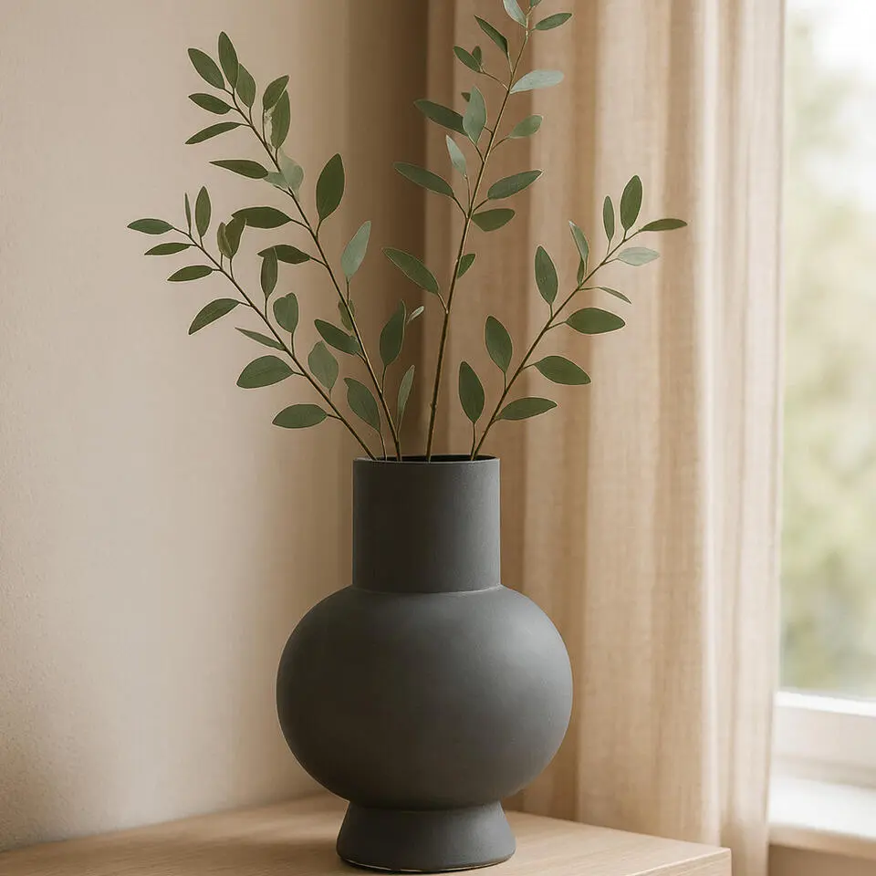 Hakbijl Glass Bloemenvaas Deborah - Grijs - glas - D31 x H39 cm