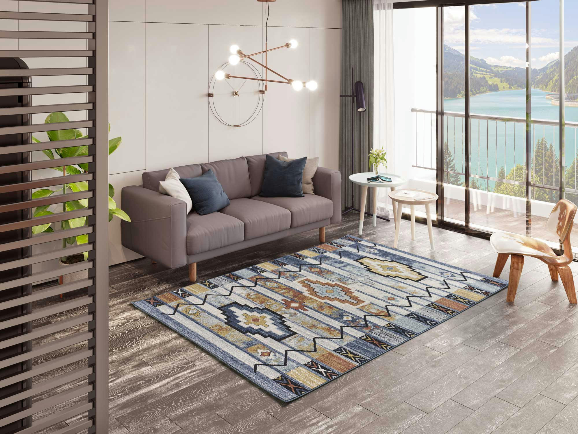 MABEL - Tapis abstrait de style vintage multicolore, 120X170 cm