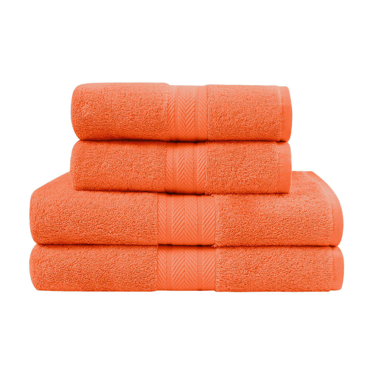 LUXURY - Ensemble de bain 4 pièces en coton Corail