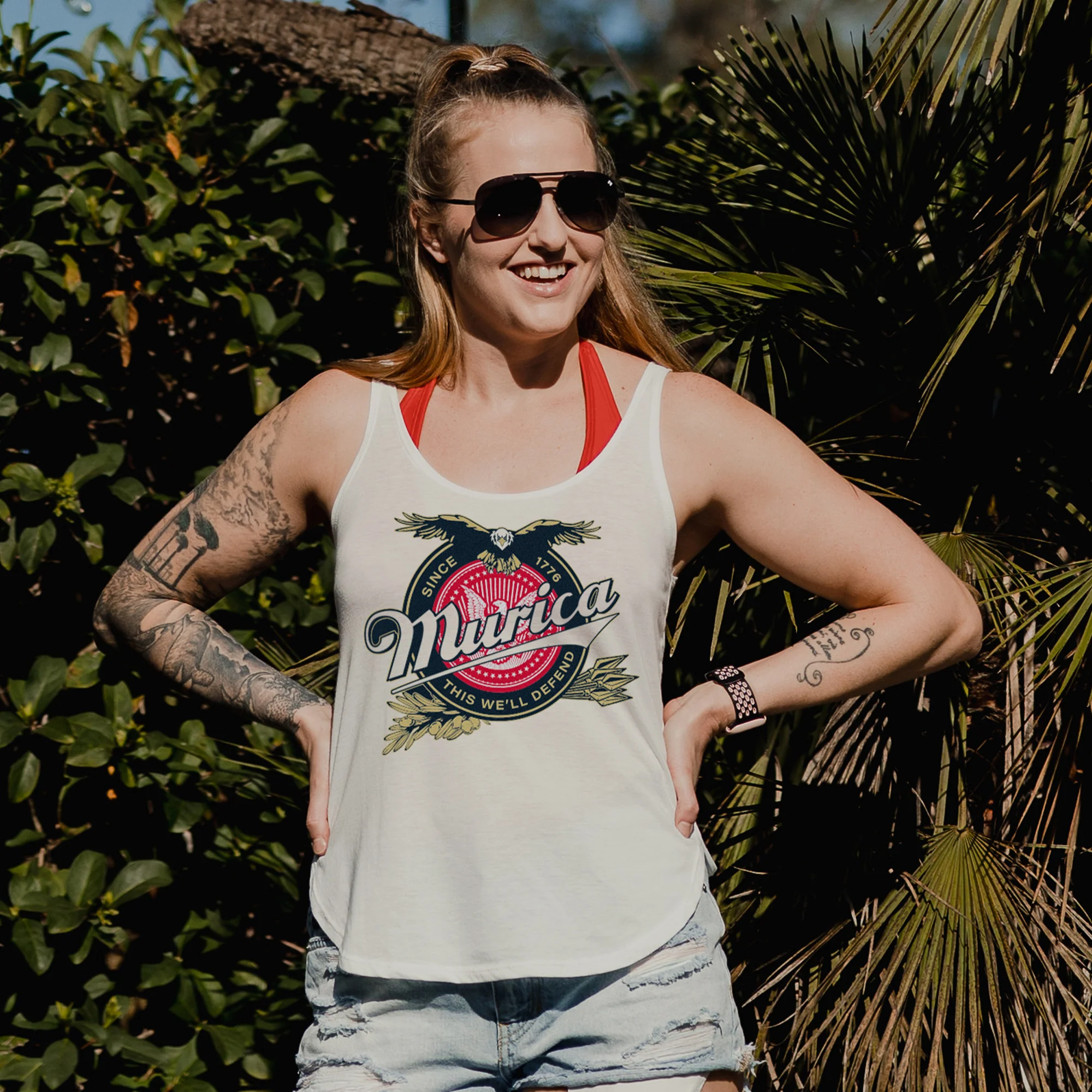 Women's Murica Brewing Flowy Tank - White