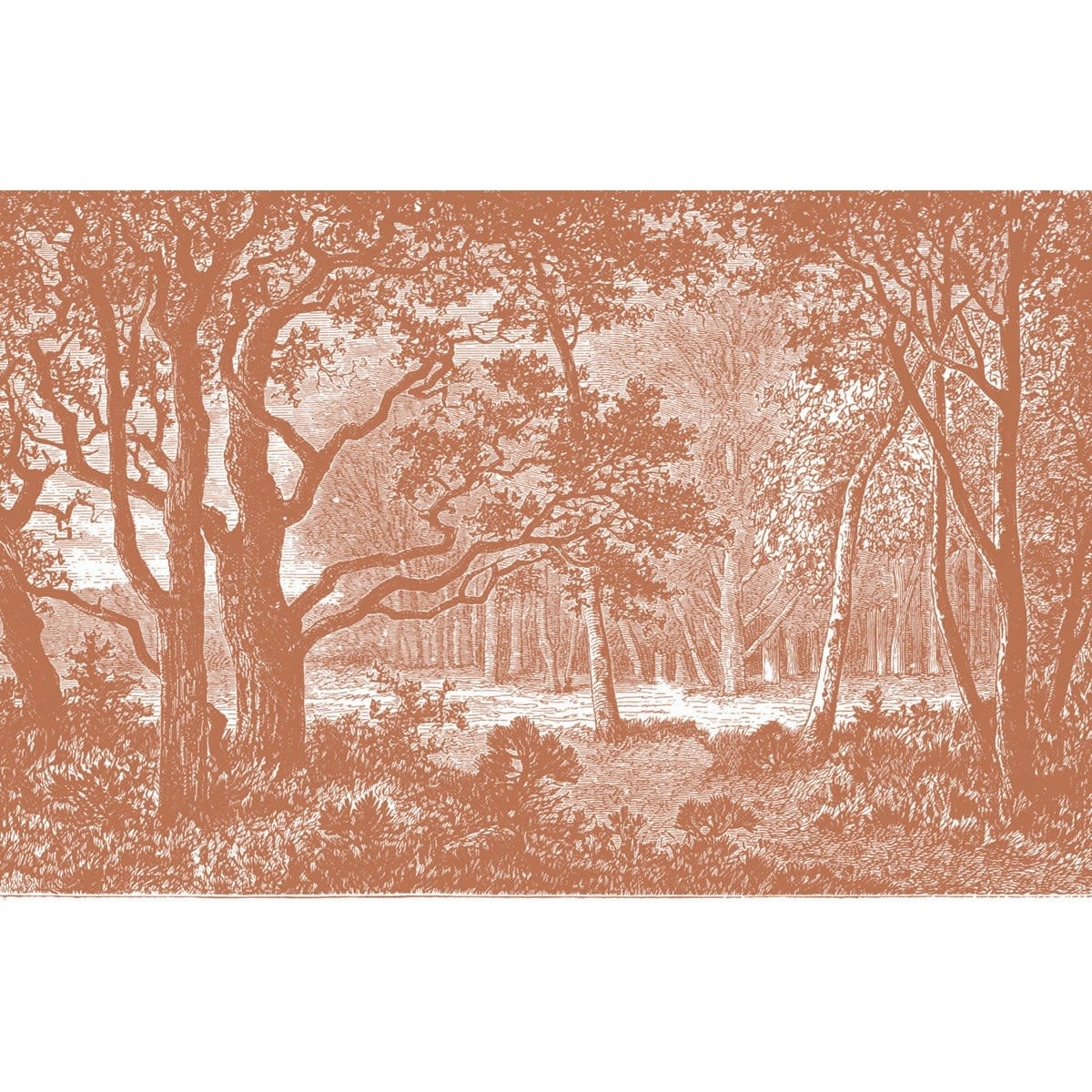 BROCÉLIANDE - Papier peint panoramique motif imprimé Marron noisette 432x280cm