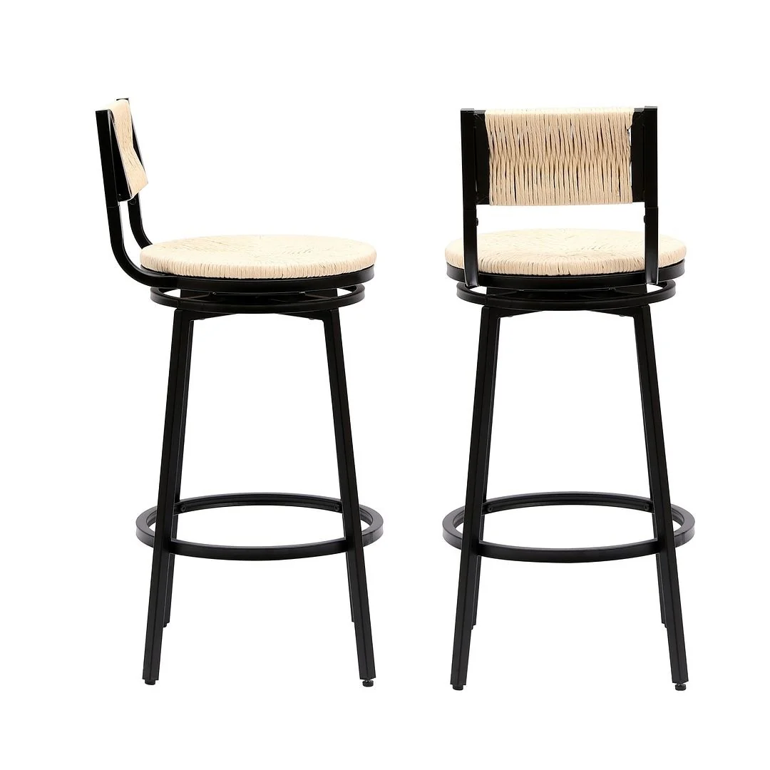 Hand-Woven Swivel Bar Stools Set of 2