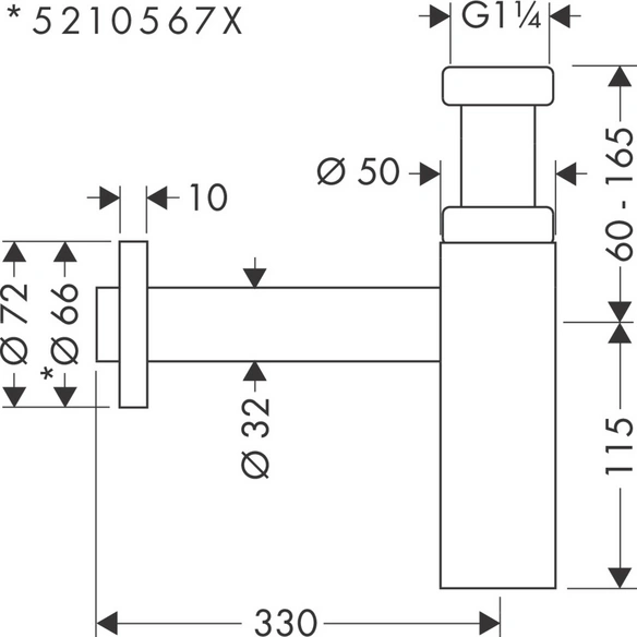 Siphon, »Flowstar S«, Ø 72 mm, messingfarben