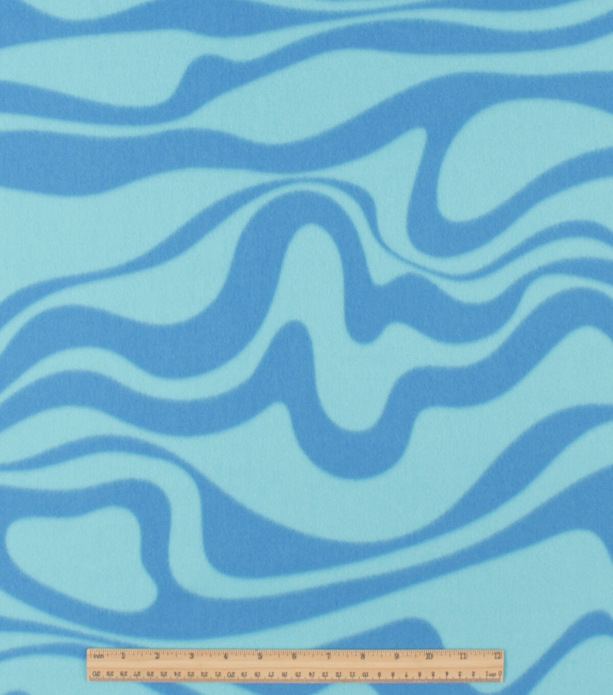 Blue Abstract Wave Blizzard Fleece Fabric
