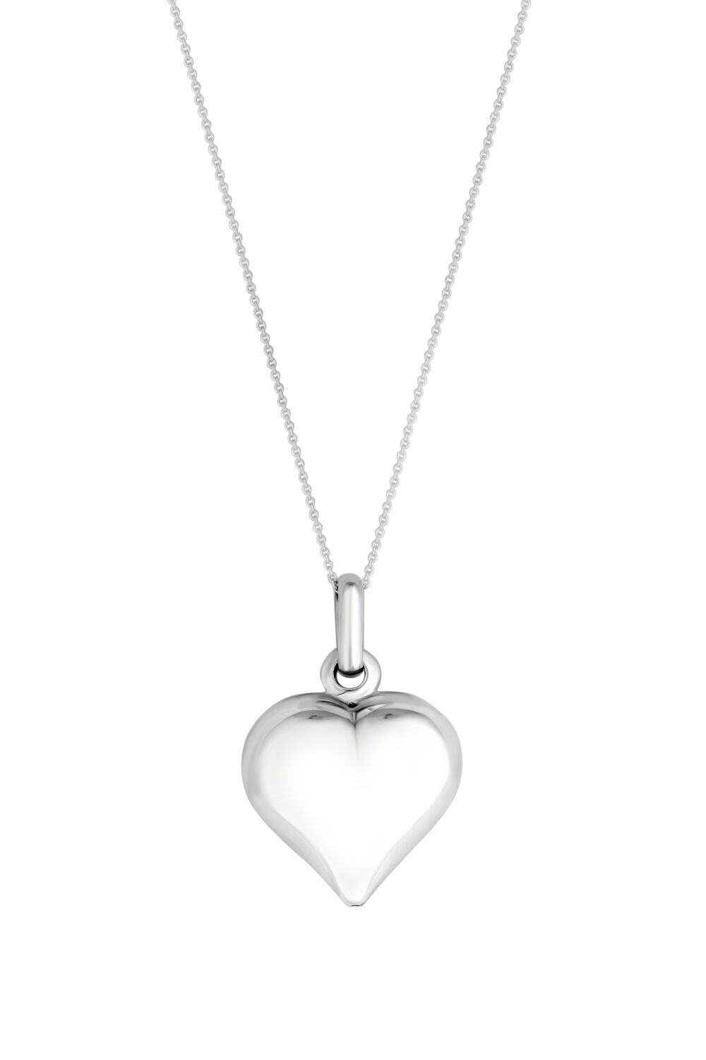 Simply Silver Sterling Silver 925 Polished Puff Heart Necklace