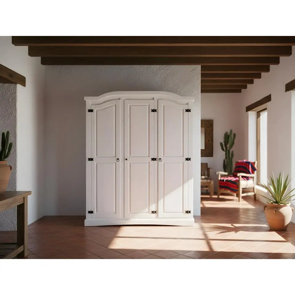 Hioshop Witte 3-deurs kledingkast New Mexico