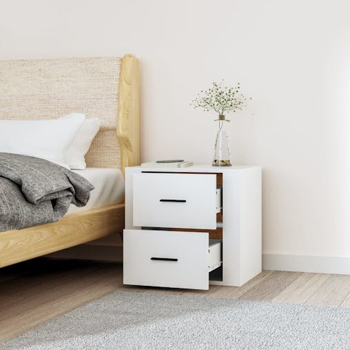 NNEVL Wall-mounted Bedside Cabinet White 50x36x47 cm