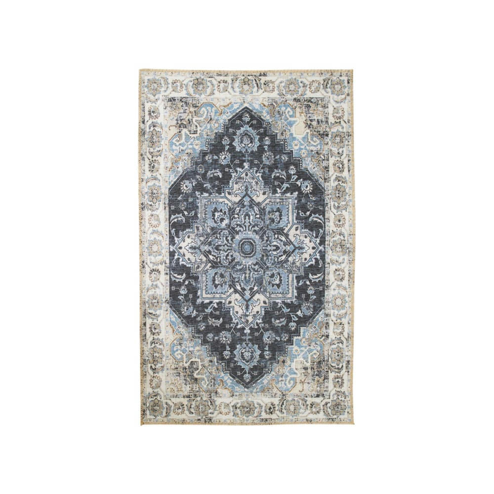 HAVANA III - Tapis vintage en chenille bleu  et  beige 200x300 cm
