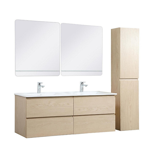 Ensemble meuble double vasque SORRENTO 120cm avec plan céramique