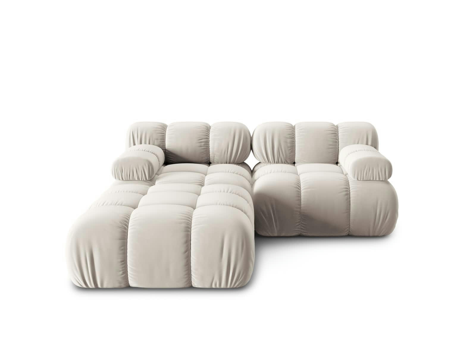 BELLIS - Canapé modulable 3 places en tissu velours beige clair