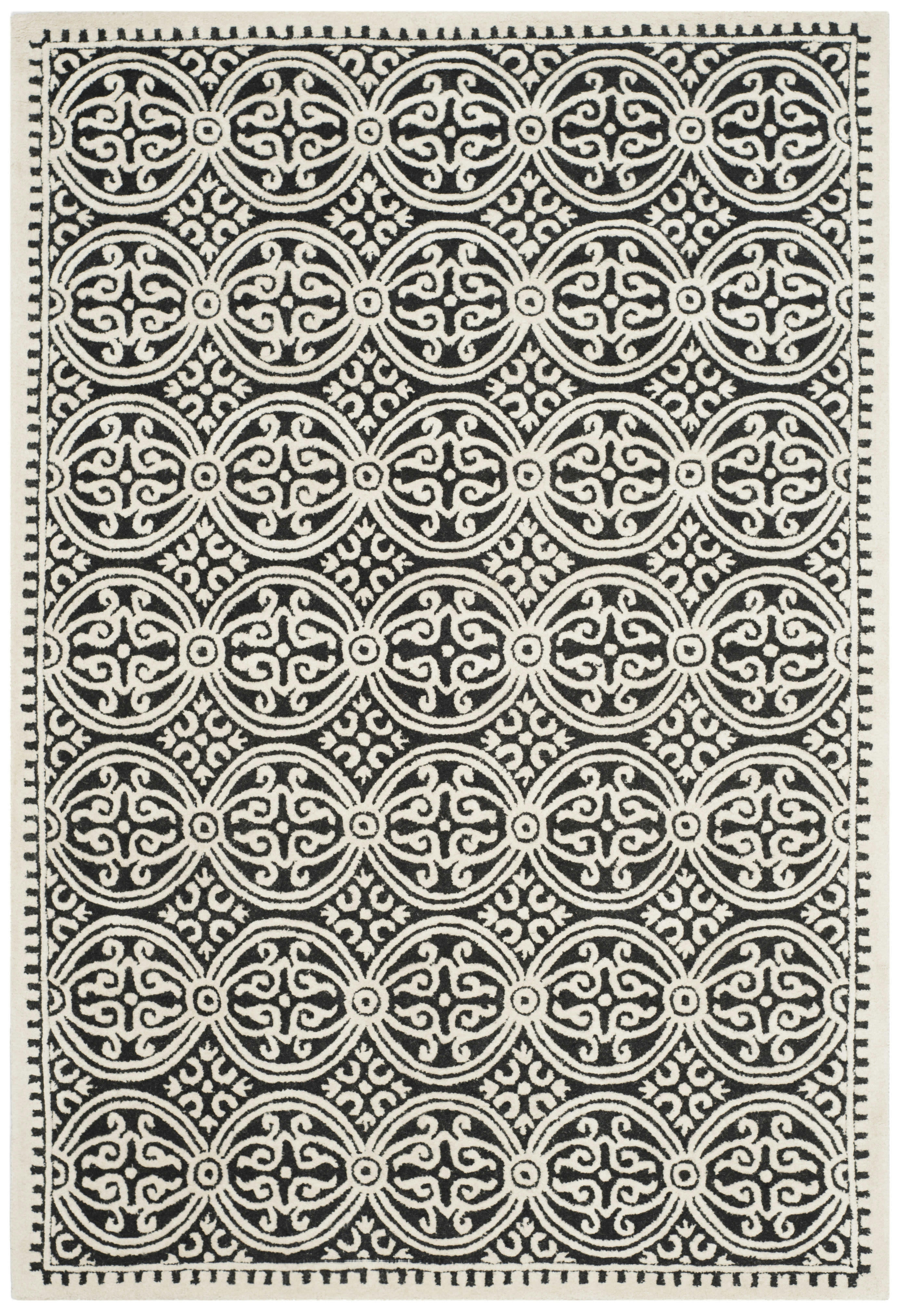 CAMBRIDGE - Tapis de salon interieur en noir & ivoire, 152 x 244 cm