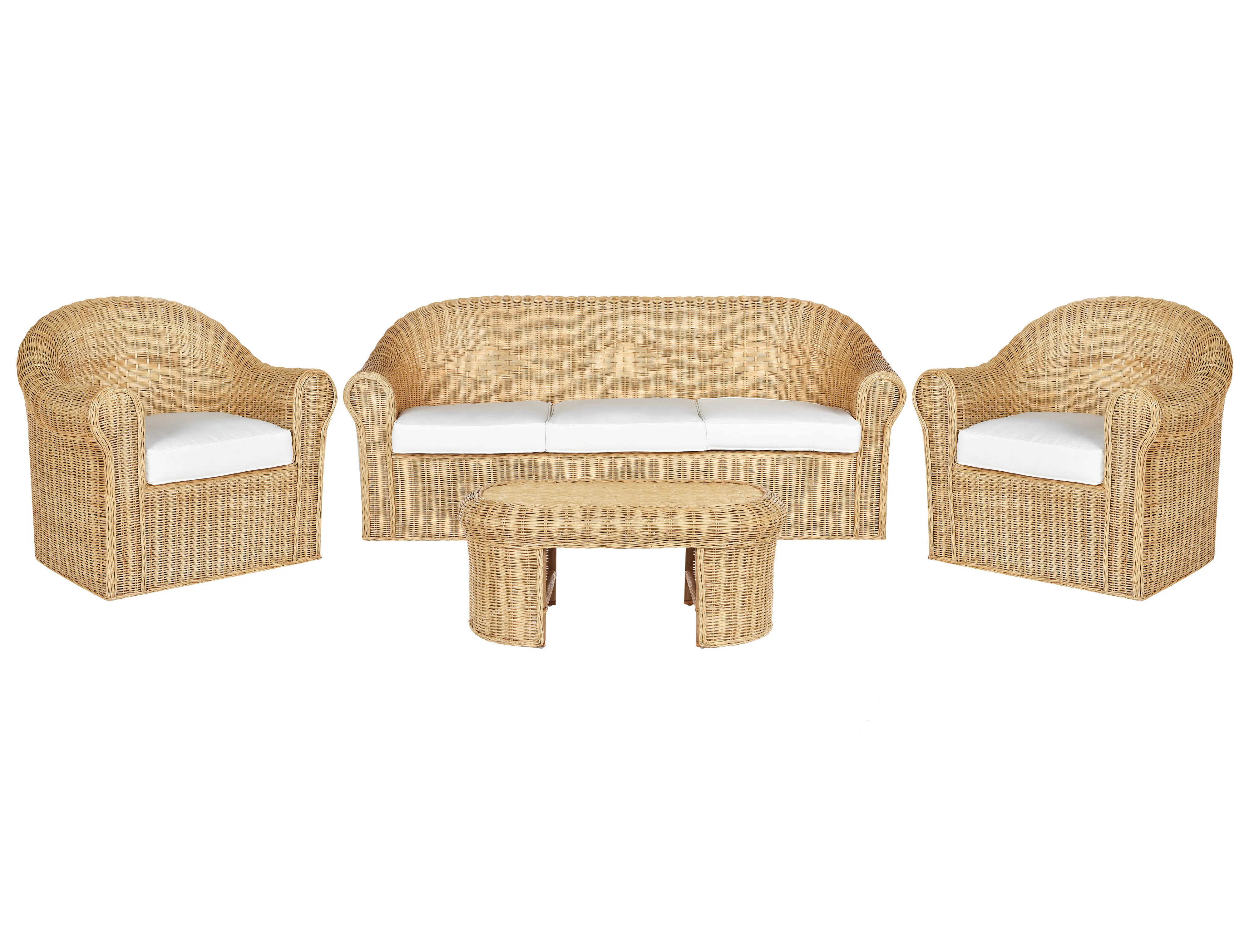 Garden Sofa 3 Seater LIVADEIA Rattan Natural