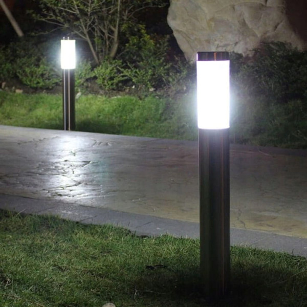Manila H45 lampa stojąca słupek ogrodowa okrągła srebrna