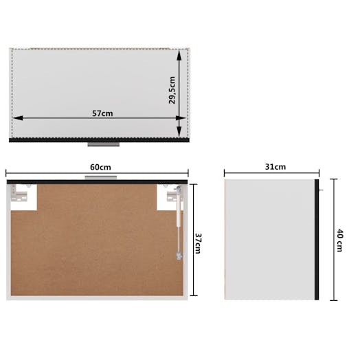 NNEVL Hanging Cabinet Black 60x31x40 cm Chipboard