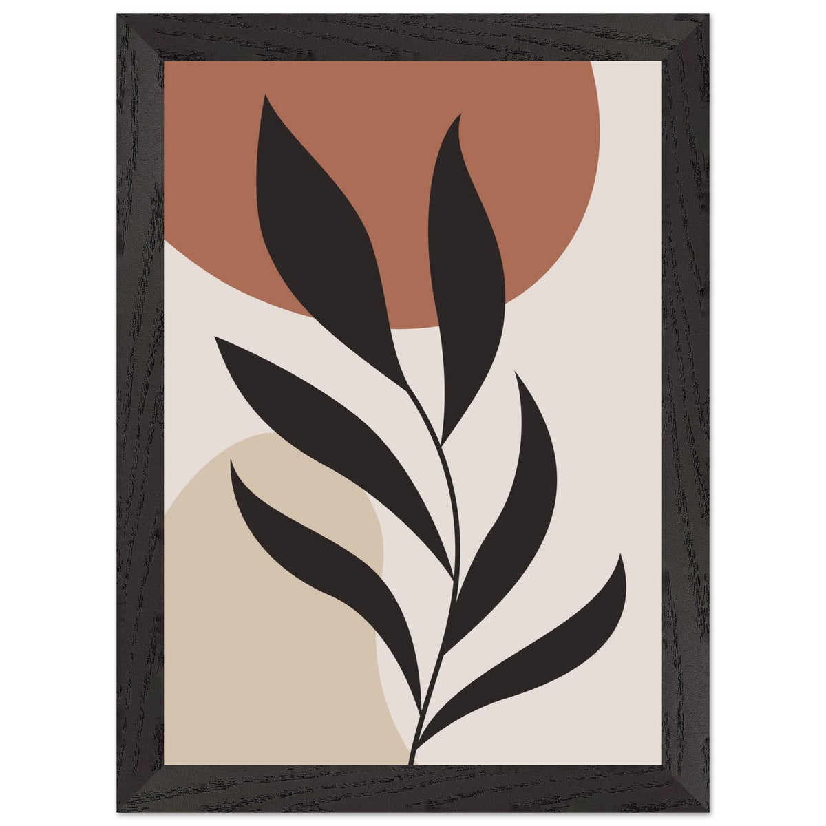 Artfulprints Poster met Lijst Boho - Abstract leaf  - A4 21x29.7 cm - Terracotta