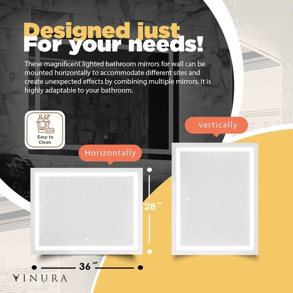 LED Mirror for Bathroom - White 36 Bathroom Mirrors for Wall - medium