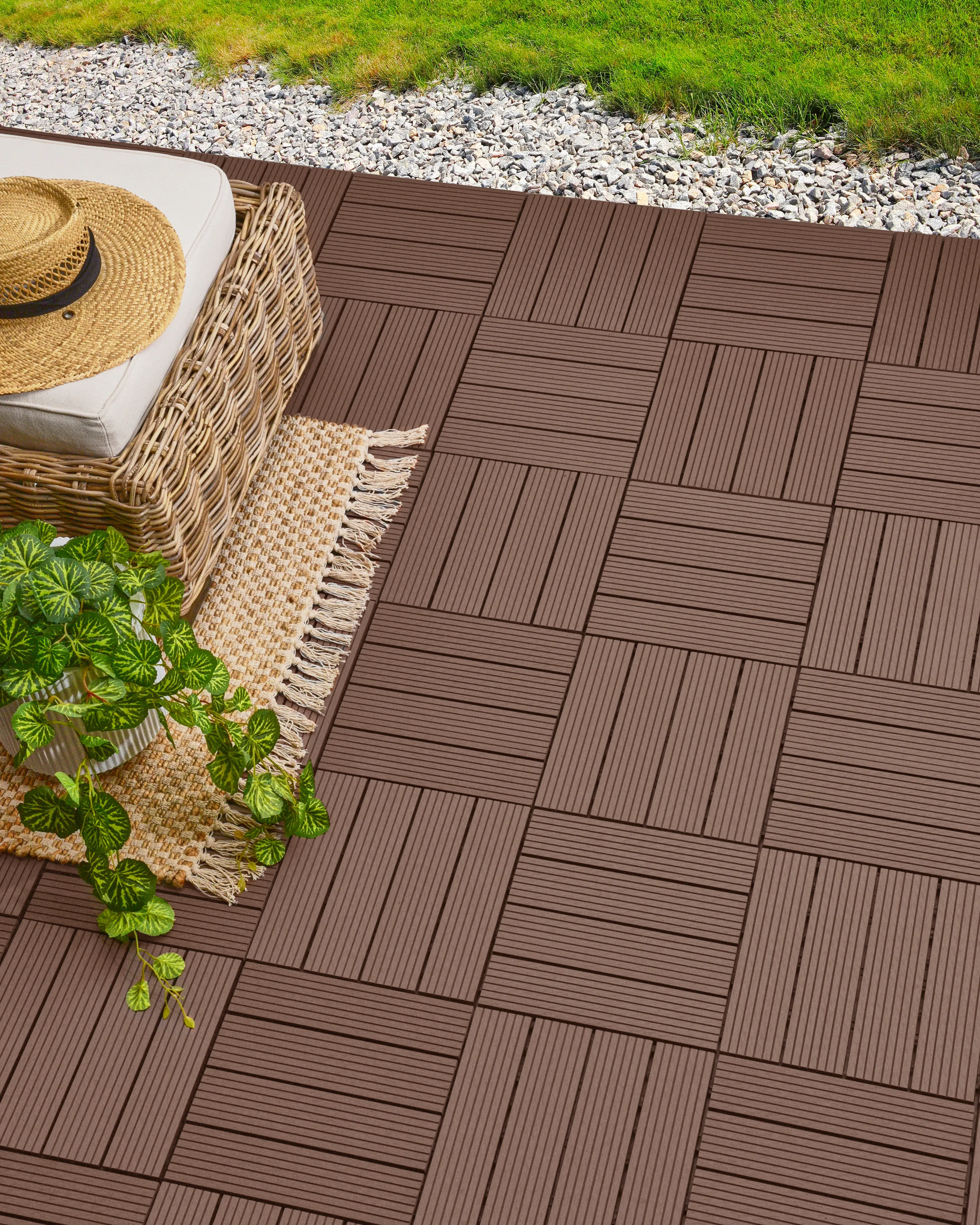 Outdoor Flooring ATELETA Wood-Plastic Composite (WPC) Brown