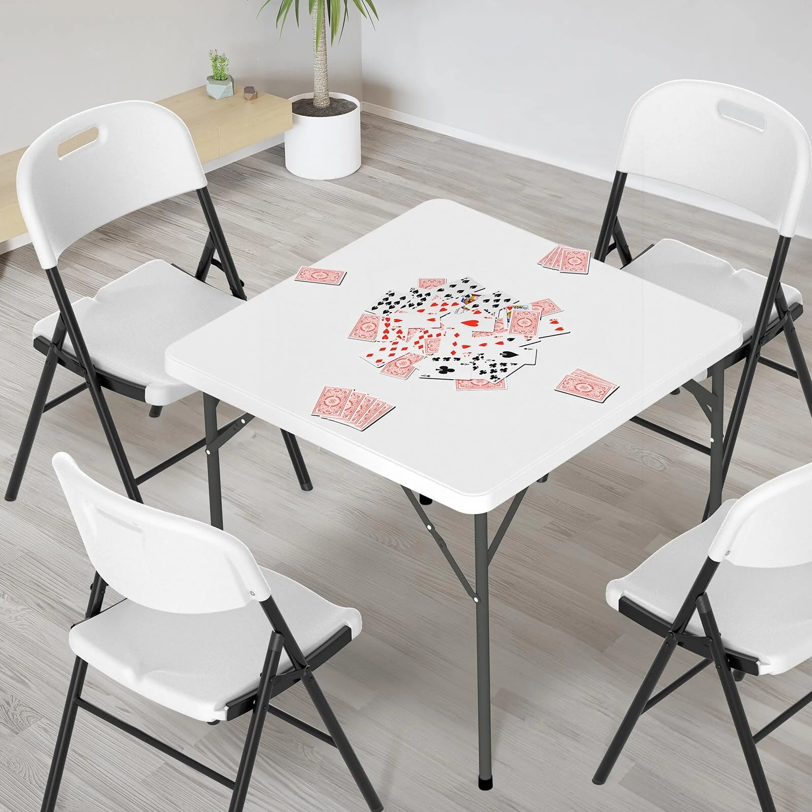 37 Black Steel Patio Table - Square Outdoor Dining Table with Umbrella Hole - Garden & Backyard Furniture