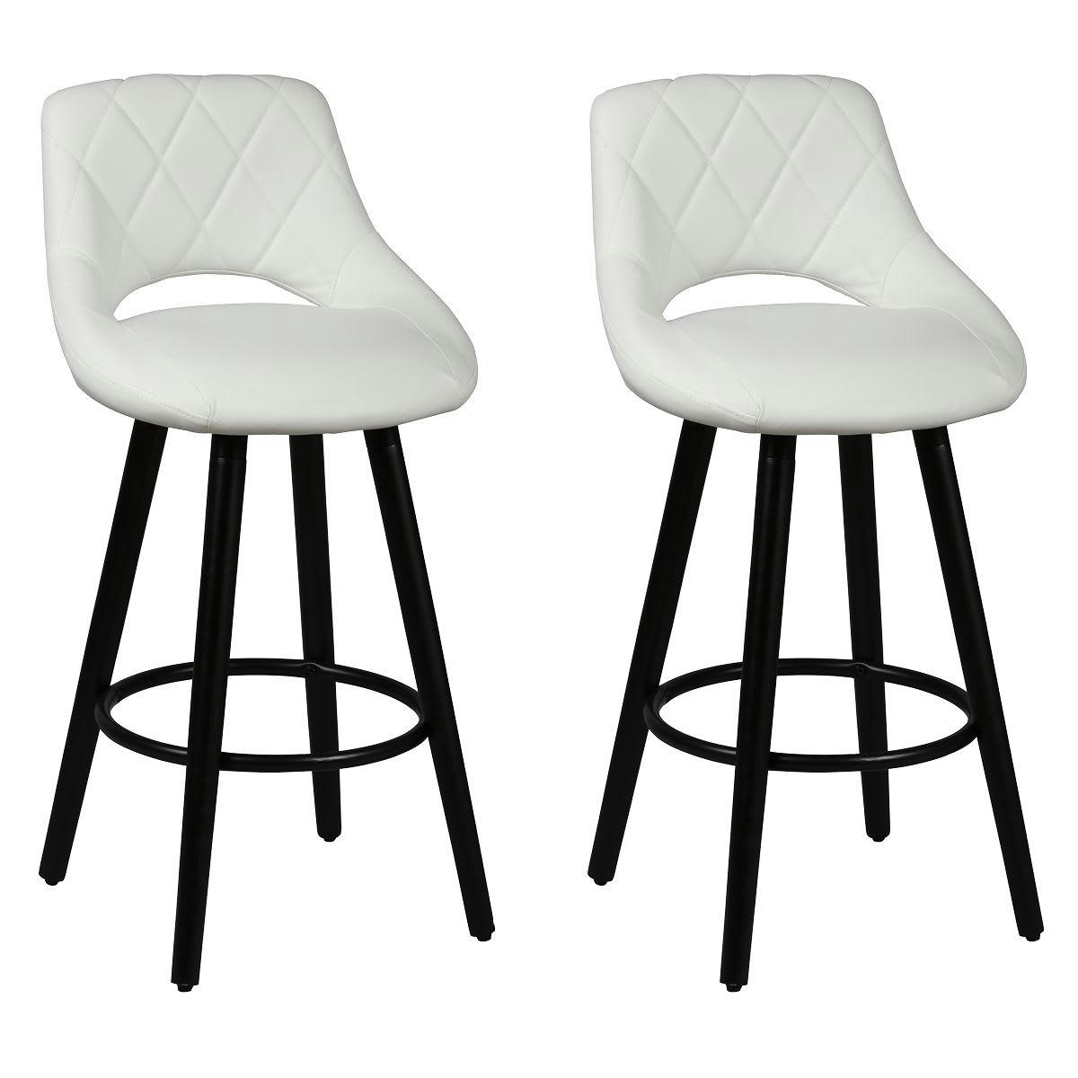 NIELS - Lot  de 2 tabourets blancs