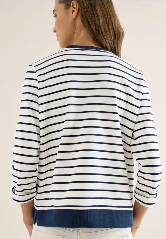 3/4-Arm Sweatshirt mit Streifenmuster
