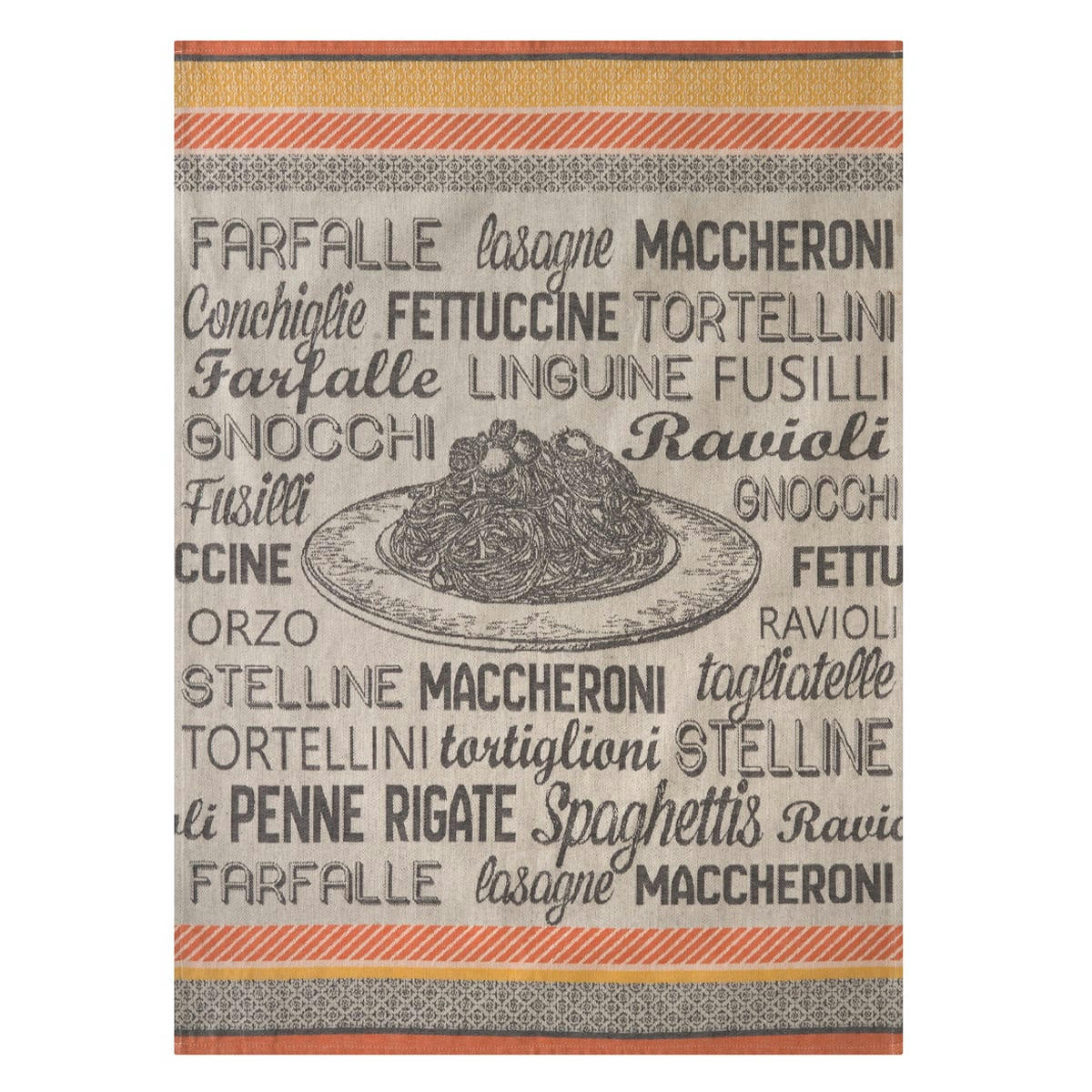PLATS DE PATES - Torchon en jacquard de coton beige 50x75