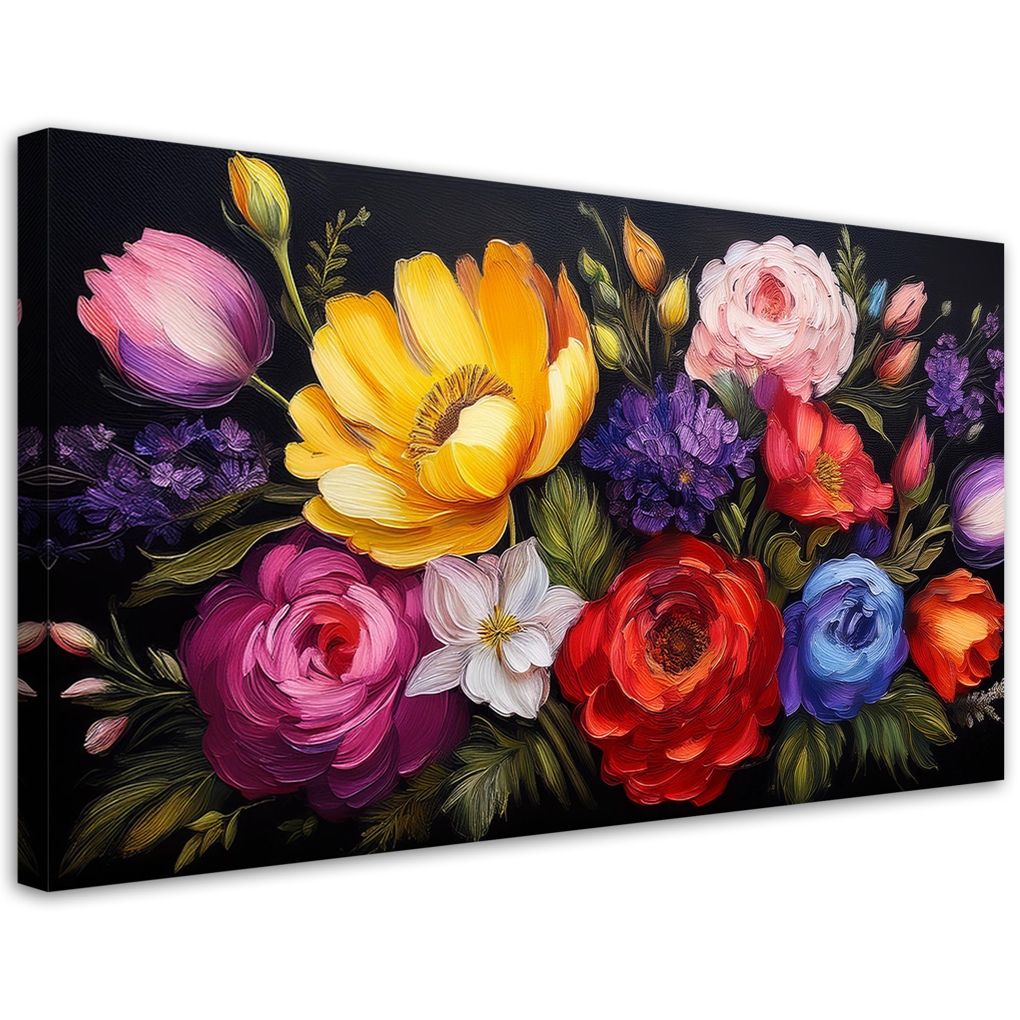 Feeby Obraz na płótnie, Kwitnące Kolorowe Kwiaty Bukiet 80x40