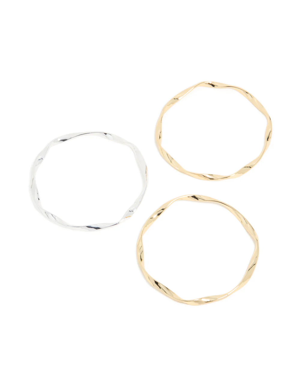 Mixed Metal Plated Twisted Bangles 3-Pack