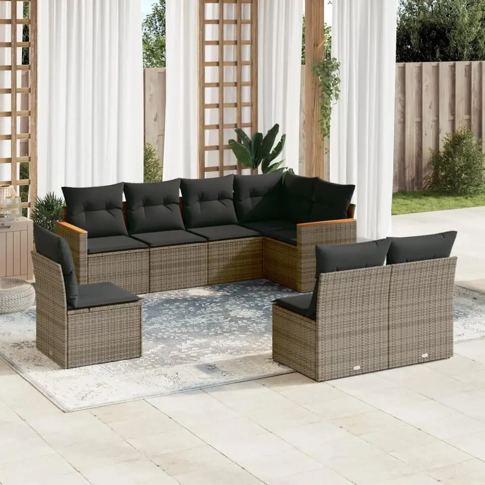 vidaXL 8-delige Loungeset voor 8 met kussens - Gris - Poly rattan